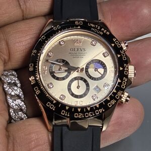 OLEVS Gold and Black Men's Watch